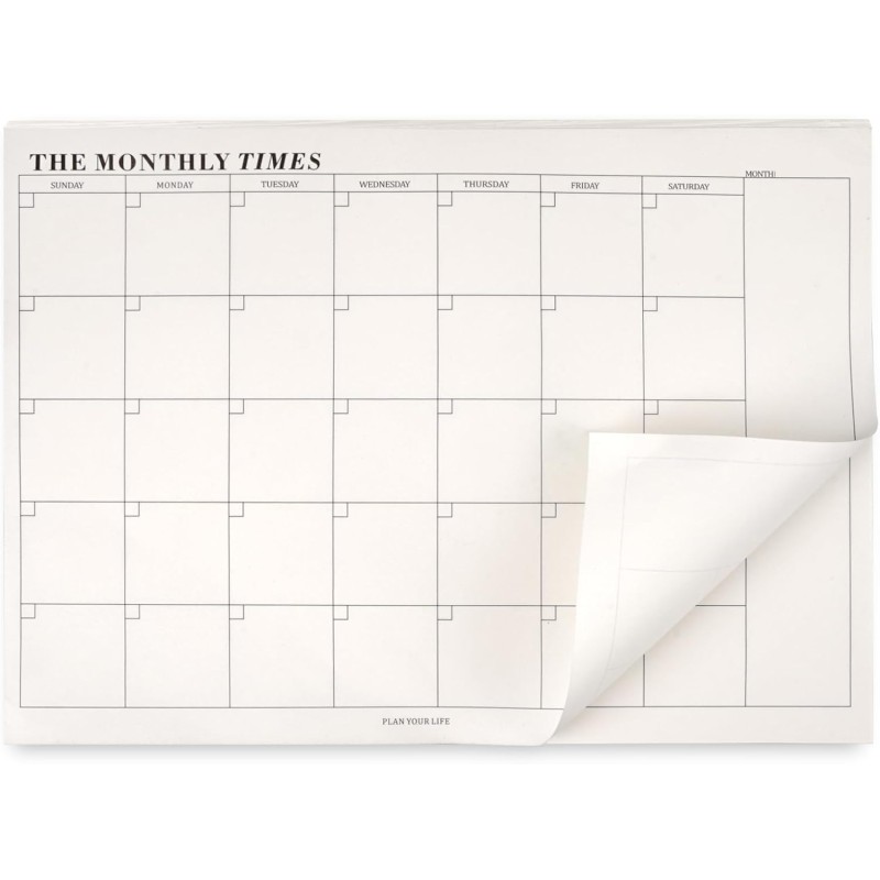 60 Feuilles Planning Mensuel 24.5x17.5 cm, Planificateur Mensuel Calendrier Non Daté, Détachable Planificateur Bloc-Notes, Month