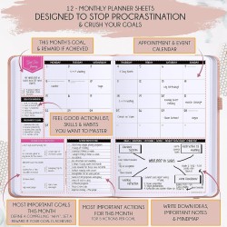 Planificateur de vie « Law of Attraction » – Planificateur pour augmenter la productivité et le bonheur – Planificateur hebdomad