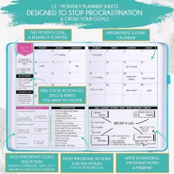 Planificateur Law of Attraction – Planificateur hebdomadaire et mensuel non daté, un voyage de 12 mois pour augmenter la product