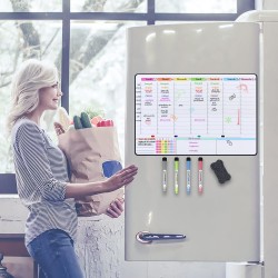 POPRUN Planning Semaine magnetique emploi du temps,Tableau Semainier Organisateur Frigo effaçable,idéal pour Planification des T