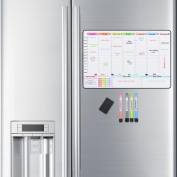 POPRUN Planning Semaine magnetique emploi du temps,Tableau Semainier Organisateur Frigo effaçable,idéal pour Planification des T
