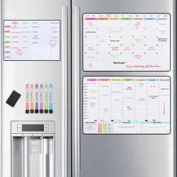 POPRUN Planning Semaine magnetique emploi du temps,Semainier Organisateur Frigo,Calendrier Tableau blanc Menu Planning,Planifica