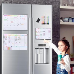 POPRUN Planning Semaine magnetique emploi du temps,Semainier Organisateur Frigo,Calendrier Tableau blanc Menu Planning,Planifica