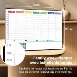 POPRUN Calendrier Magnetique Pour Frigo,Planning Semaine Tableau Blanc Effacable emploi du temps, Idéal pour Liste de Courses,Or