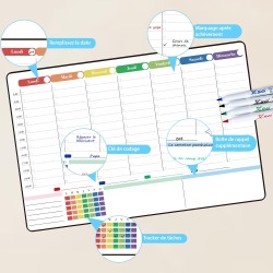 POPRUN Calendrier Magnetique Pour Frigo,Planning Semaine Tableau Blanc Effacable emploi du temps, Idéal pour Liste de Courses,Or