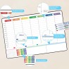 POPRUN Calendrier Magnetique Pour Frigo,Planning Semaine Tableau Blanc Effacable emploi du temps, Idéal pour Liste de Courses,Or