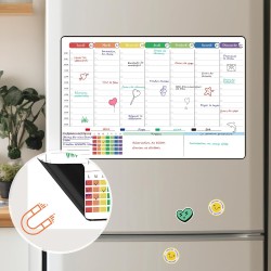 POPRUN Calendrier Magnetique Pour Frigo,Planning Semaine Tableau Blanc Effacable emploi du temps, Idéal pour Liste de Courses,Or