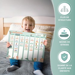 Planning semaine pour enfants - Tableau magnétique Montessori au design mignon avec 200 aimants & un stylo - Jeux éducatifs à pa