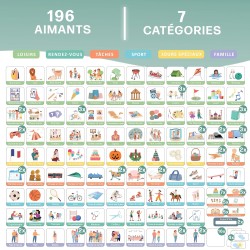 Planning semaine pour enfants - Tableau magnétique Montessori au design mignon avec 200 aimants & un stylo - Jeux éducatifs à pa