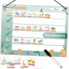 Agenda journalier pour enfants - Tableau magnétique Montessori au design mignon avec 160 aimants & stylo - Jeux éducatifs à part