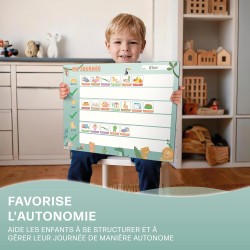 Agenda journalier pour enfants - Tableau magnétique Montessori au design mignon avec 160 aimants & stylo - Jeux éducatifs à part