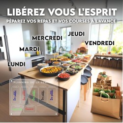 Calendrier Magnetique Frigo Transparent x2 + Accessoires - Planificateur Hebdomadaire + Mensuel Aimanté Planning Semaine Tableau
