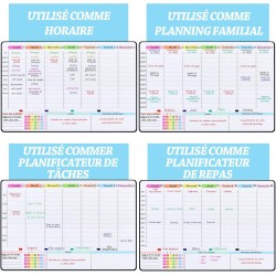 POPRUN 60x40 cm Calendrier Familial Adhesif Tableau Planning Semaine Mural, Planificateur Semainer Effaçable parfait pour Planif