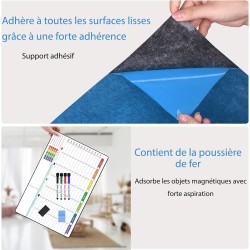 POPRUN Calendrier Familial Adhesif Tableau Blanc Effacable, Planning Semaine Frigo/Mural emploi du temps, Idéal pour Calendrier 
