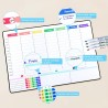 POPRUN Calendrier Familial Adhesif Tableau Blanc Effacable, Planning Semaine Frigo/Mural emploi du temps, Idéal pour Calendrier 