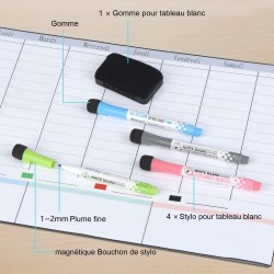 POPRUN Planning Semaine calendrier magnetique emploi du temps,Tableau Semainier Frigo effaçable,idéal pour Planification des Tâc