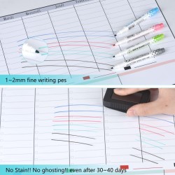 POPRUN Planning Semaine calendrier magnetique emploi du temps,Tableau Semainier Frigo effaçable,idéal pour Planification des Tâc