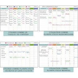 POPRUN Planning Semaine magnetique,Tableau Semainier Frigo effaçable,2 planificateur mensuel,idéal pour Planification des Tâches