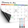 Planning Frigo Magnétique – Calendrier Mensuel Magnétique Frigo Effaçable pour Organisation Familiale, Menus, Rendez-vous et Tâc