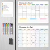 Semainier Magnétique pour Frigo - 3 Tableaux Effaçables (Mensuel, Hebdomadaire, Quotidien) - 42x30 cm - Planning Frigo Magnetiqu