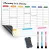 Tableau Planning Frigo Magnétique 42x30cm – Semainier Magnétique effaçable et réutilisable – Tableau Frigo Magnétique pour menus