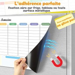 Tableau Planning Frigo Magnétique 42x30cm – Semainier Magnétique effaçable et réutilisable – Tableau Frigo Magnétique pour menus