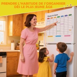 Tableau Planning Frigo Magnétique 42x30cm – Semainier Magnétique effaçable et réutilisable – Tableau Frigo Magnétique pour menus