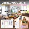 Calendrier Magnetique Frigo Blanc x3 + Accessoires - Planificateur Hebdomadaire + Mensuel + Mémo Aimanté Planning Semaine Tablea