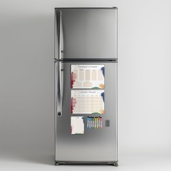 Calendrier Magnetique Frigo x3 + Accessoires - Planificateur Hebdomadaire + Mensuel + Mémo Aimanté Planning Semaine Tableau Magn