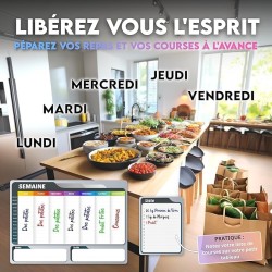 Calendrier Magnetique Frigo Blanc x3 + Accessoires - Planificateur Hebdomadaire + Mensuel + Mémo Aimanté Tableau Magnétique Plan