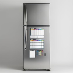 Calendrier Magnetique Frigo Blanc x3 + Accessoires - Planificateur Hebdomadaire + Mensuel + Mémo Aimanté Tableau Magnétique Plan