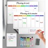 Calendrier Magnetique Frigo Blanc x3 + Accessoires - Planificateur Hebdomadaire + Mensuel + Mémo Aimanté Planning Semaine Tablea