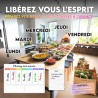 Calendrier Magnetique Frigo Blanc x3 + Accessoires - Planificateur Hebdomadaire + Mensuel + Mémo Aimanté Planning Semaine Tablea