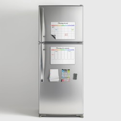Calendrier Magnetique Frigo Blanc x3 + Accessoires - Planificateur Hebdomadaire + Mensuel + Mémo Aimanté Planning Semaine Tablea
