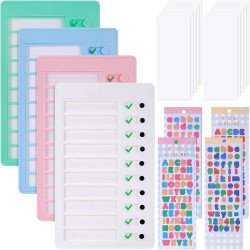 4 Pièces Tableaux de Tâches à Faire pour Enfants, Tableau Memo Checklist avec 10 Feuilles de Papier Vierge, 2 Stickers, To Do Li