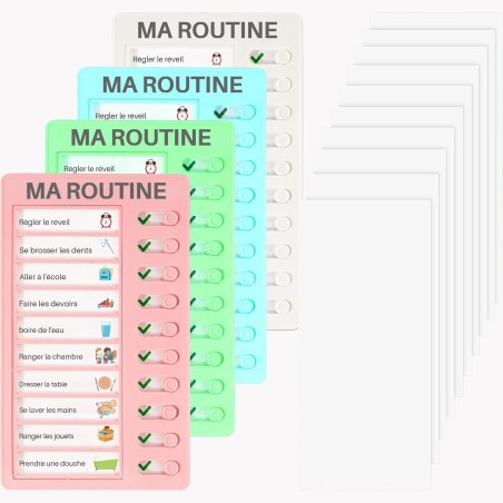 4 Tableau Routine Enfant Liste Planning To Do List pour Enfant Tableau Memo Checklist avec 10 Cartes de Contrôle DIY pour Planif