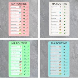 4 Tableau Routine Enfant Liste Planning To Do List pour Enfant Tableau Memo Checklist avec 10 Cartes de Contrôle DIY pour Planif