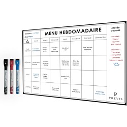 PREVIS Planificateur de Menus A4 (21x29cm) Inclus 3 Marqueurs Magnétiques de Couleur- Menu Semaine Frigo Magnetique - Tableau Ma