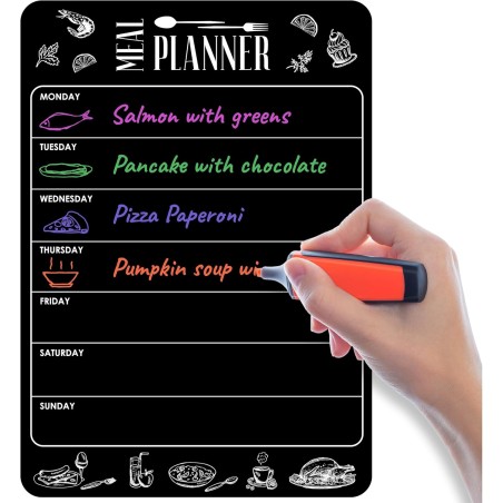 Menu Semaine Frigo Magnetique A4 - Tableau Blanc Effacable Planning Frigo Magnetique Tableau Cuisine - 21x30cm Liste De Courses 
