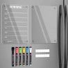 Lot de 2 Calendrier Magnetique Frigo(Avec Marqueurs 6 couleurs) - Acrylique Tableau Magnetique Frigo - Planning Semaine - 30x20 
