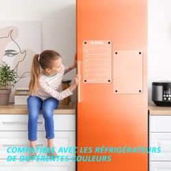 Lot de 2 Calendrier Magnetique Frigo(Avec Marqueurs 6 couleurs) - Acrylique Tableau Magnetique Frigo - Planning Semaine - 30x20 
