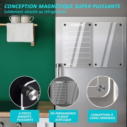 Lot de 2 Calendrier Magnetique Frigo(Avec Marqueurs 6 couleurs) - Acrylique Tableau Magnetique Frigo - Planning Semaine - 30x20 
