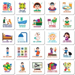 Pictogrammes magnétiques pour Tableau de Planification hebdomadaire - 50 pièces - Français - Enfants - Routine Quotidienne - pla