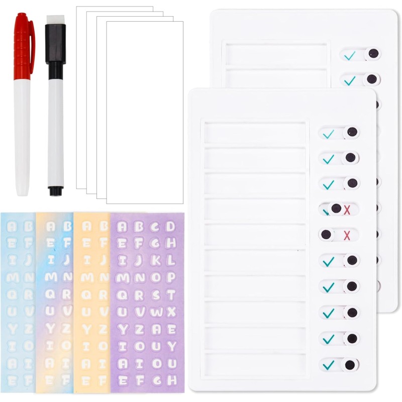 Tableau Memo Checklist Tableau des Tâches 2 Pièces To Do List Memo Plastic Board avec Papiers Effaçables à Sec pour Enfants Adul