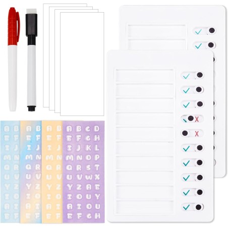 Tableau Memo Checklist Tableau des Tâches 2 Pièces To Do List Memo Plastic Board avec Papiers Effaçables à Sec pour Enfants Adul