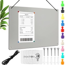 Tableau Magnétique Mural 42 x 30 cm Plaque Aimantee pour Magnets Métal avec 10Pcs Coloré Aimants pour Cuisine, Tableau D'afficha