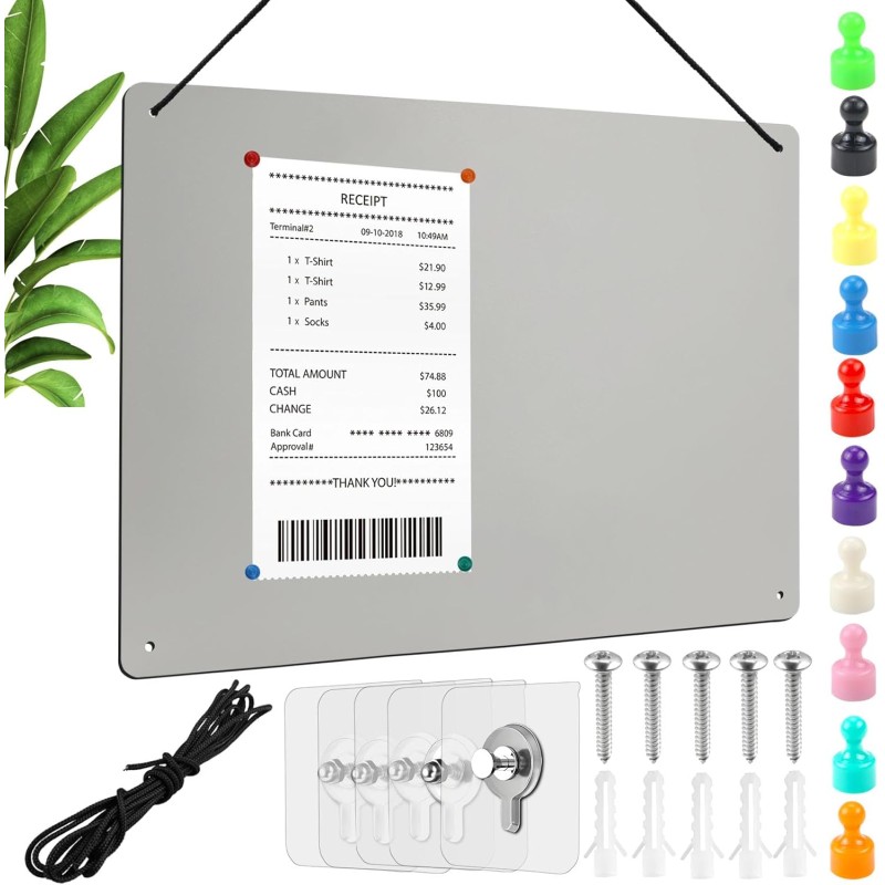 Tableau Magnétique Mural 42 x 30 cm Plaque Aimantee pour Magnets Métal avec 10Pcs Coloré Aimants pour Cuisine, Tableau D'afficha