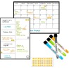 SB PACK Calendrier Magnétique Mensuel Pour Frigo A4 + Tableau Magnetique Hebdomadaire A4 + 4 Marqueurs Premium + 55 Stikers Aléa