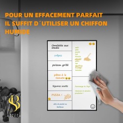 SB Tableau Magnetique Frigo Hebdomadaire A4 30X21CM + 4 Marqueurs Premium + 55 Stikers Aléatoires | Planning Frigo Magnetique po