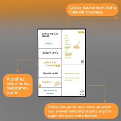 SB Tableau Magnetique Frigo Hebdomadaire A4 30X21CM + 4 Marqueurs Premium + 55 Stikers Aléatoires | Planning Frigo Magnetique po